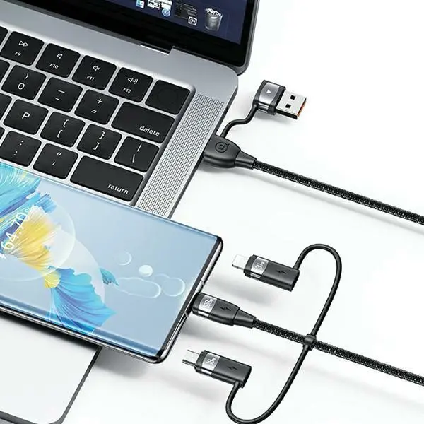 Kabel USAMS 2xUSB-C/USB/Micro-USB/ Lightning 6w1 100W PD Fast Charge 2m Czarny