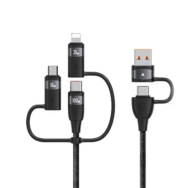 Kabel USAMS 2xUSB-C/USB/Micro-USB/ Lightning 6w1 100W PD Fast Charge 2m Czarny