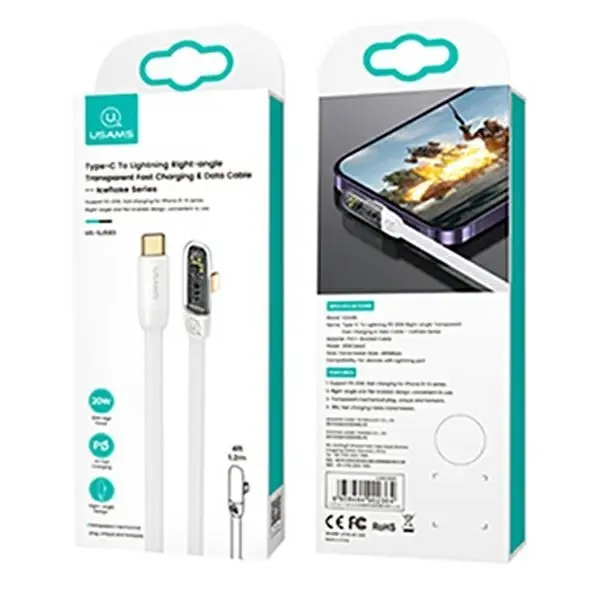 Kabel USAMS USB-C do Lightning PD 20W 2m Biały