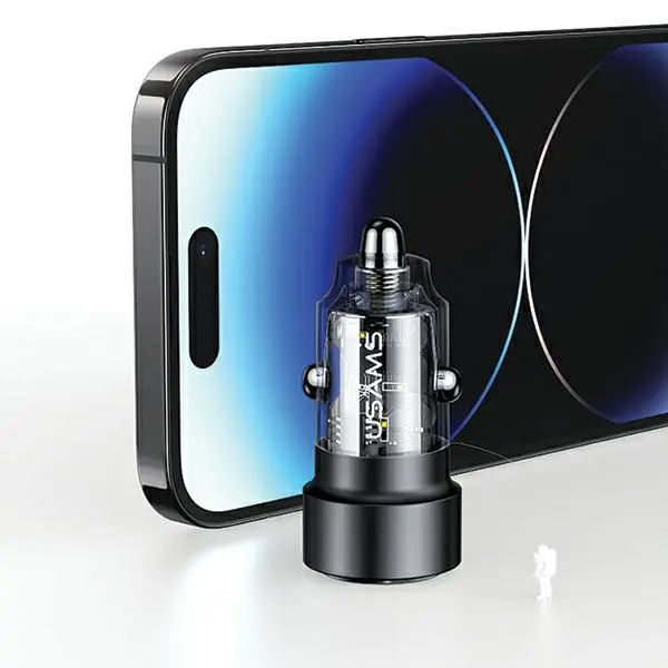 Ładowarka samochodowa USAMS USB+USB-C 60W Fast Charge Czarny