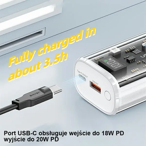 Powerbank USAMS US-CD189 9000mAh PD 22,5W Biały