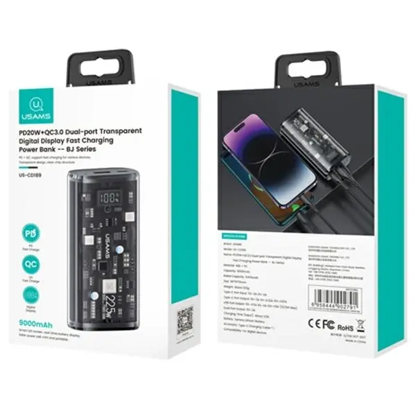Powerbank USAMS US-CD189 9000mAh PD 22,5W Biały
