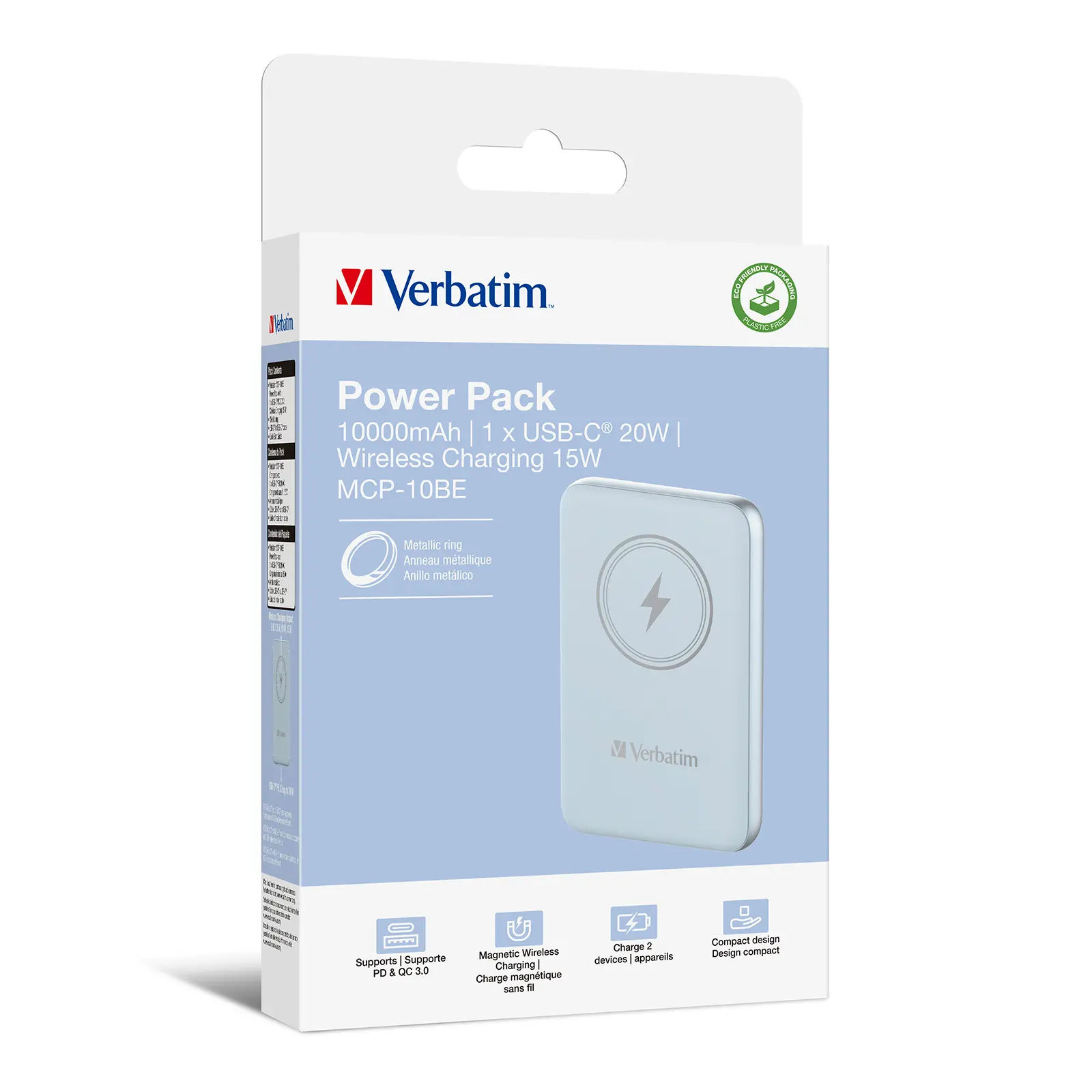 Powerbank Verbatim Charge 'n' Go Magnetic Wireless 10000mAh PD 20W QC3.0 Niebieski
