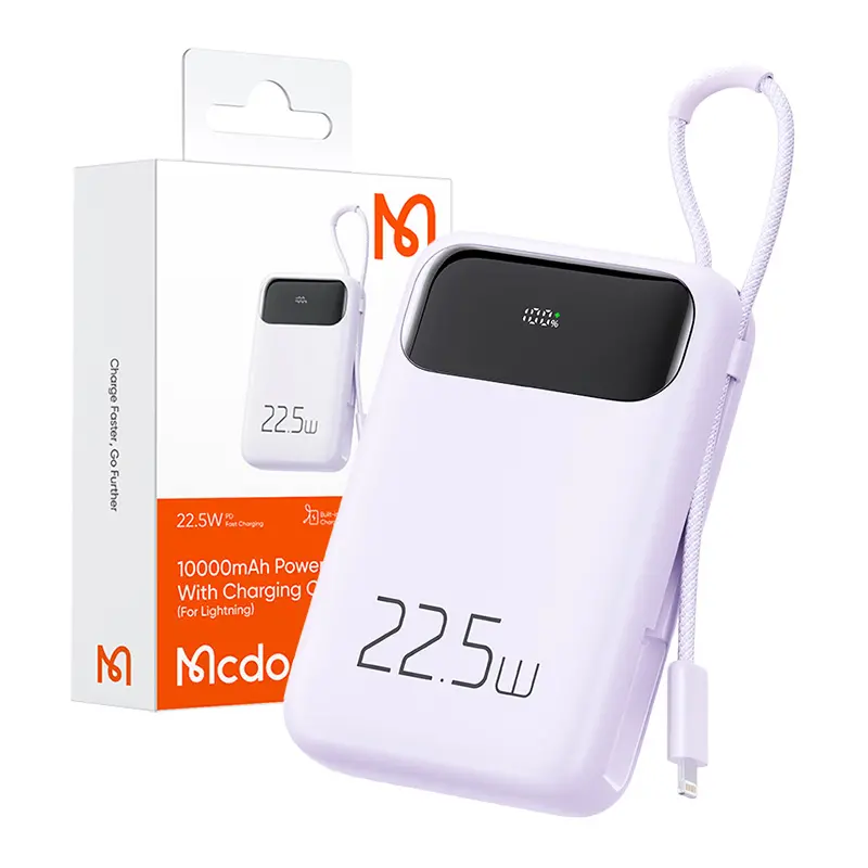 Powerbank Mcdodo MC-3255 10000mAh, 22.5W z kablem Lightning Fioletowy
