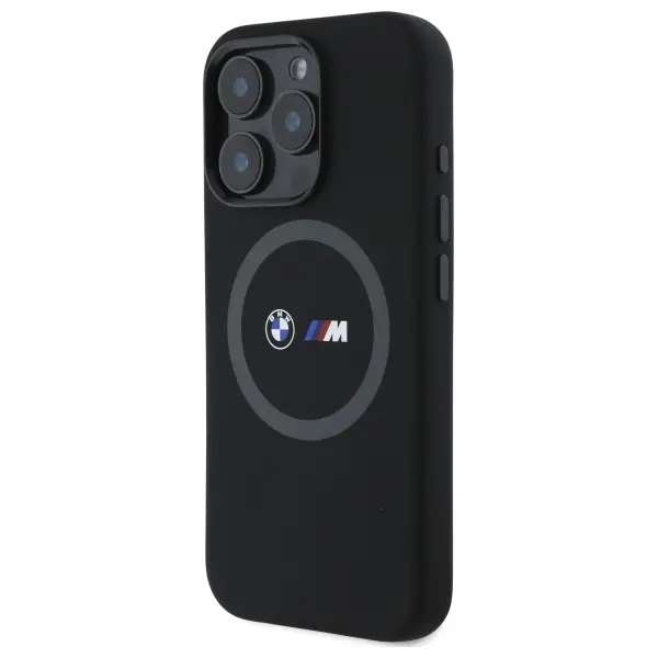 Etui BMW M Silicone Printed Ring MagSafe do iPhone 16 Pro Czarny