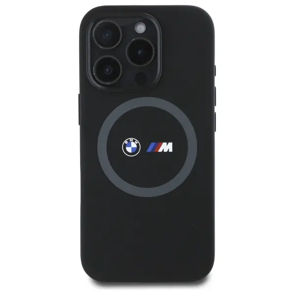 Etui BMW M Silicone Printed Ring MagSafe do iPhone 16 Pro Czarny
