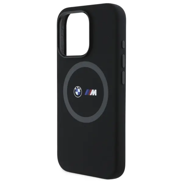 Etui BMW M Silicone Printed Ring MagSafe do iPhone 16 Pro Czarny