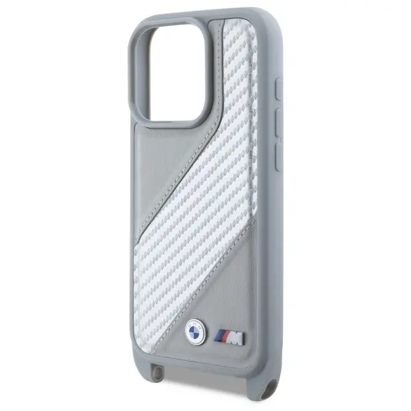 Etui BMW M Edition Carbon Stripe & Strap do iPhone 16 Pro Max Szary