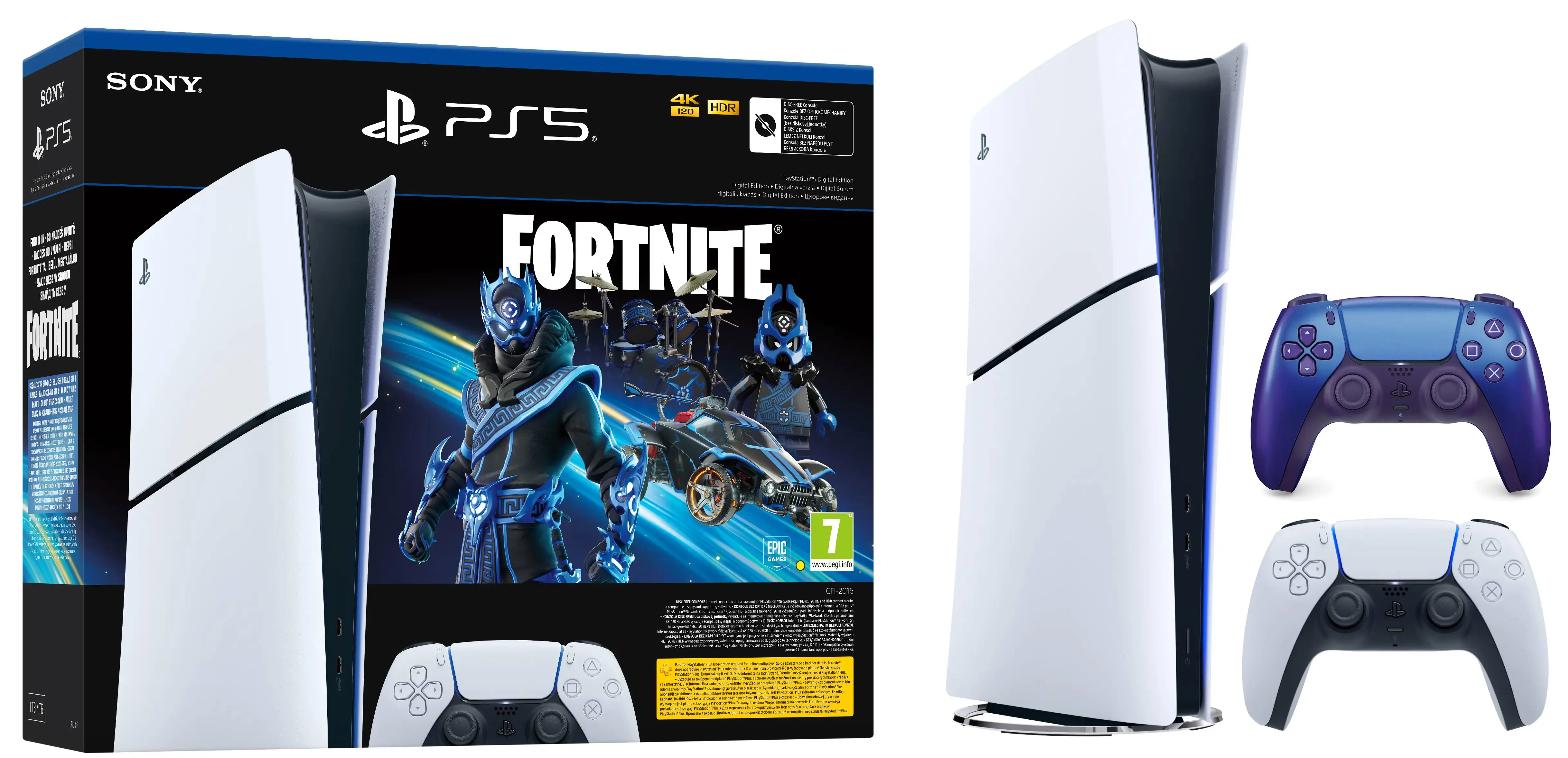 Konsola Sony PlayStation 5 Digital Slim D Chassis (PS5) 1TB Fortnite Cobalt + Dodatkowy Pad Chroma Indigo