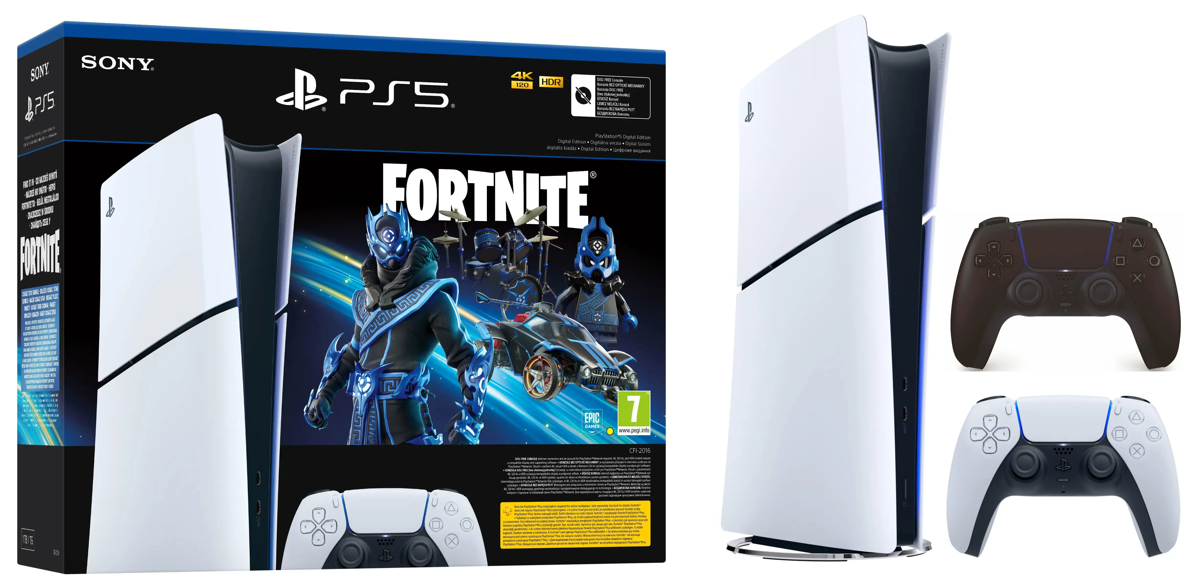 Konsola Sony PlayStation 5 Digital Slim D Chassis (PS5) 1TB Fortnite Cobalt + Dodatkowy Pad Czarny