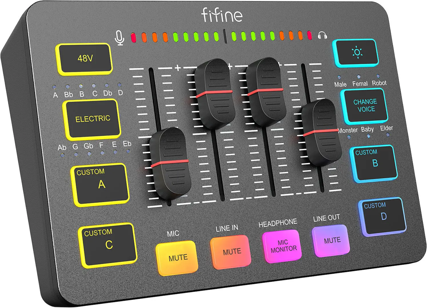 Mikser audio Fifine SC3 Karta dźwiękowa Czarny