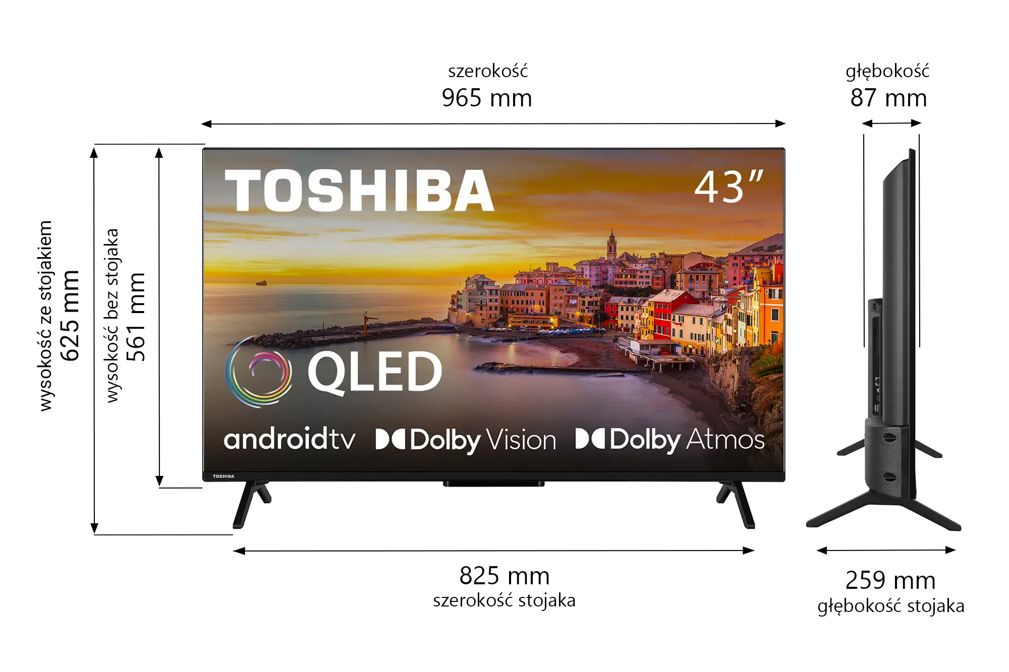 Telewizor Toshiba 43QA2363DG 43" QLED 4K Android TV Dolby Vision Dolby Atmos HDMI 2.1 DVB-T2