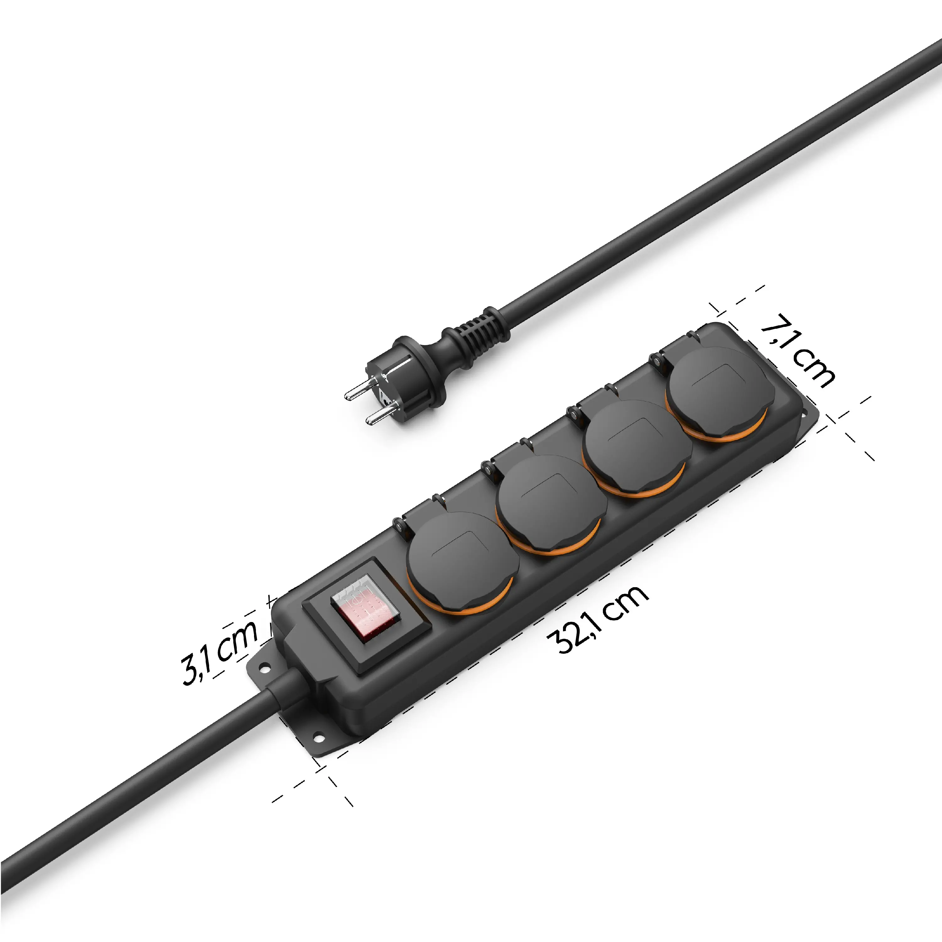 Listwa Hama 223064 zewnętrzna 4 gniazda 4m IP44 Czarny