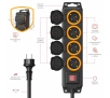 Listwa Hama 223064 zewnętrzna 4 gniazda 4m IP44 Czarny