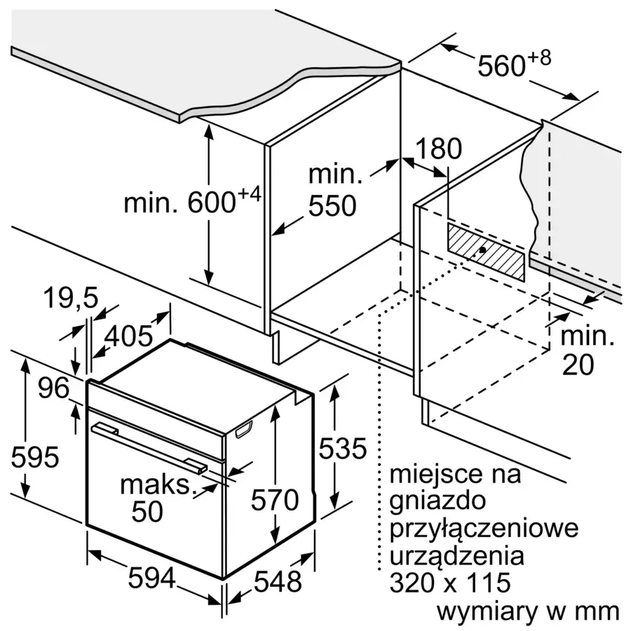 Piekarnik elektryczny Bosch Serie 4 HBA534BW3 Termoobieg Biały