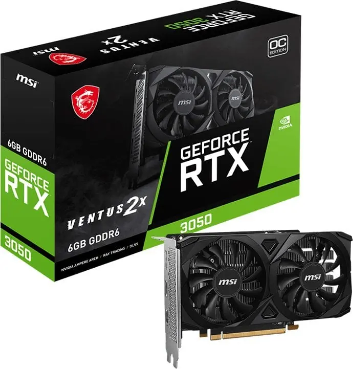 MSI GeForce RTX 3050 Ventus 2X E OC 6GB GDDR6 96bit DLSS