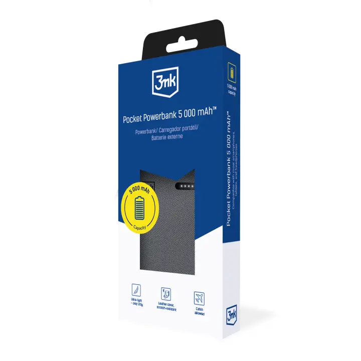 Powerbank 3mk Pocket 5000mAh 12W USB-C Szary