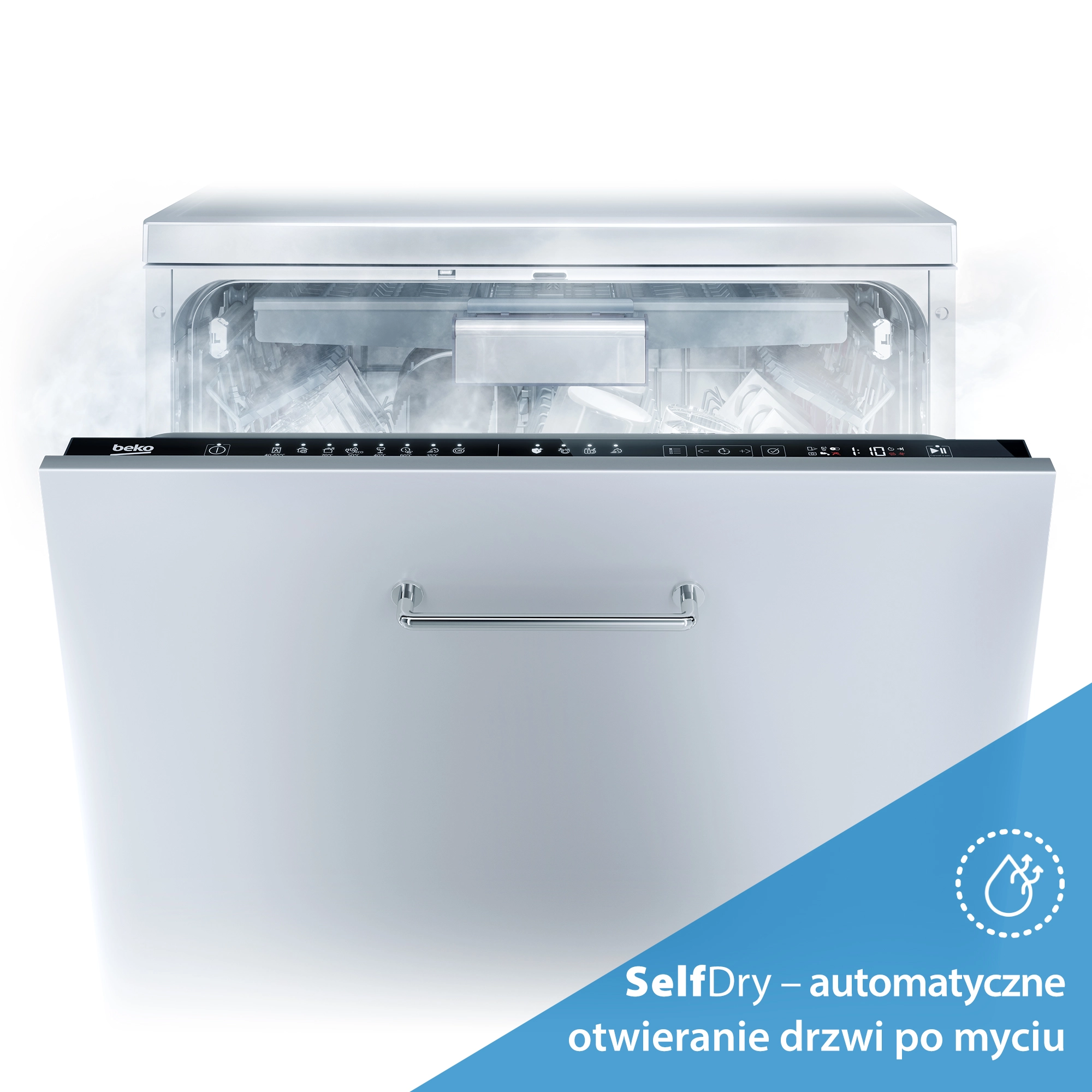 Zmywarka Beko b300 DEN48530X 59,9cm Automatyczne otwieranie drzwi Szuflada na sztućce