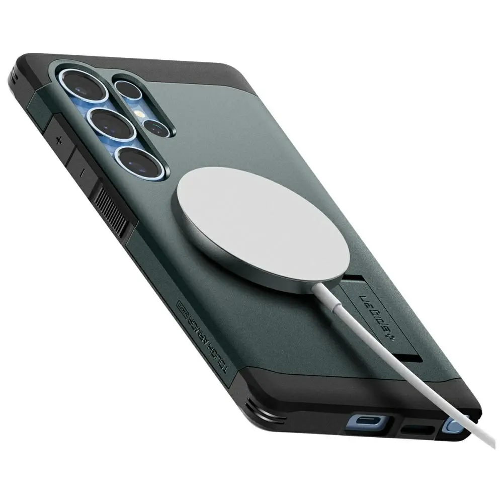 Etui Spigen Tough Armor MagSafe do Galaxy S25 Ultra Zielony