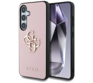 Guess Grained Big 4G Logo Small Classic Logo do Galaxy S25 Plus Różowy