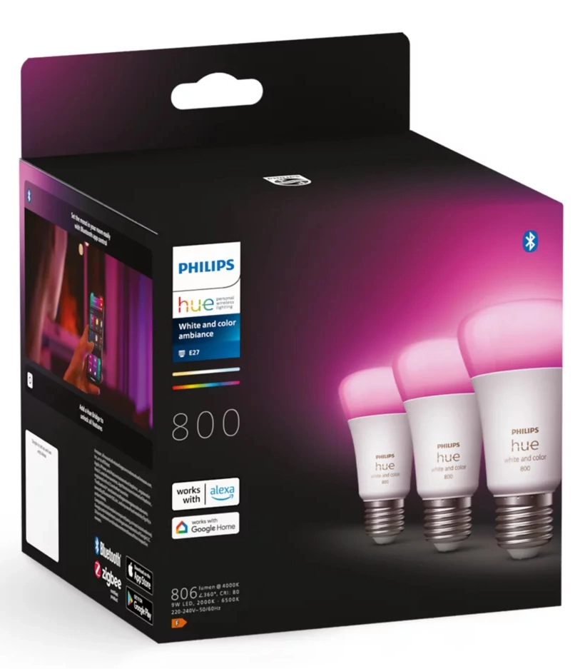Żarówka LED Philips Hue White and Color Ambiance E27 800lm 3szt.