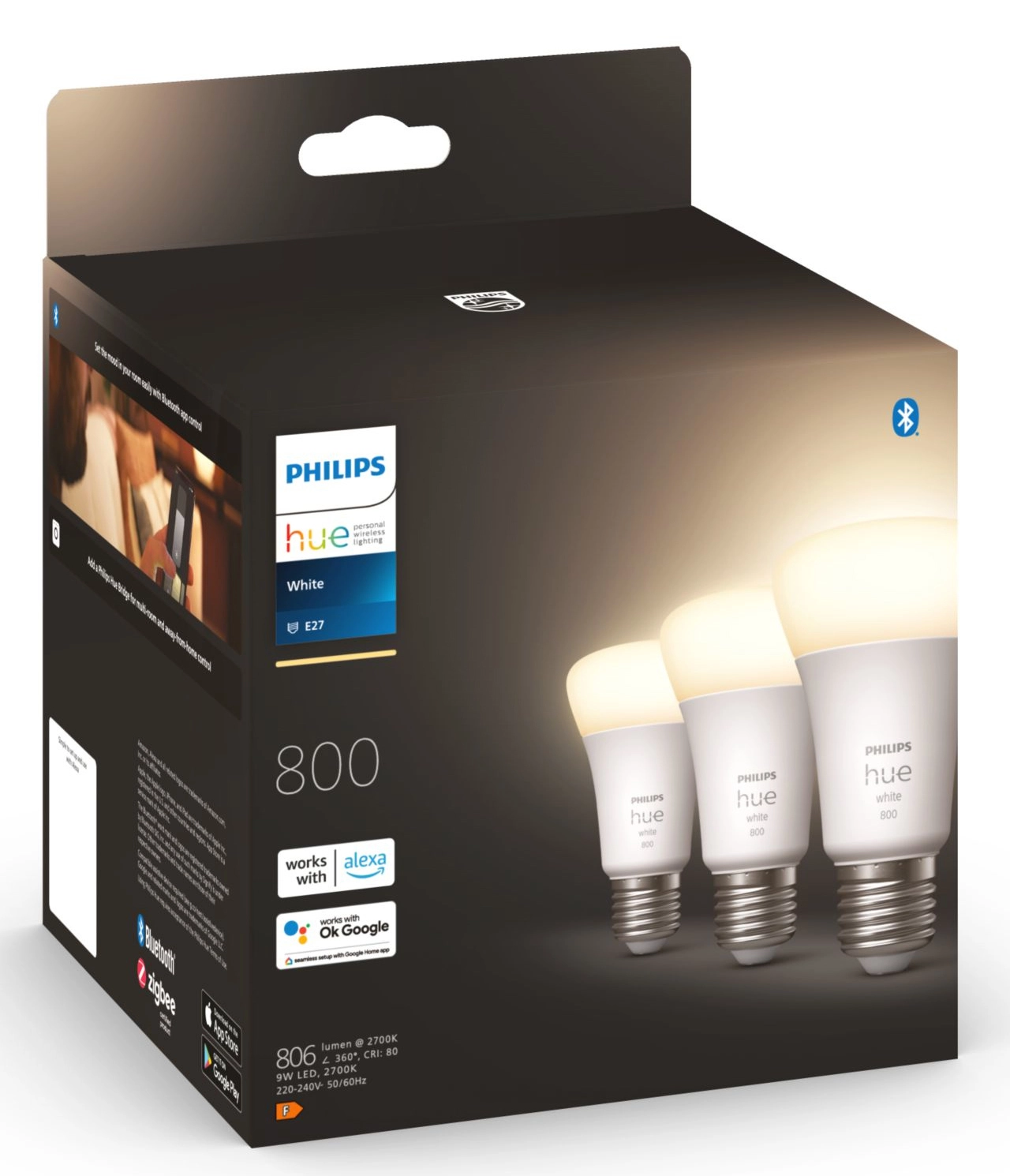 Żarówka LED Philips Hue White E27 800lm 3szt.