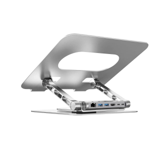 Podstawka na laptopa Unitek D1109B01 z odłączanym hubem USB-C HDMI 1,4, 4K PD 100W Srebrny