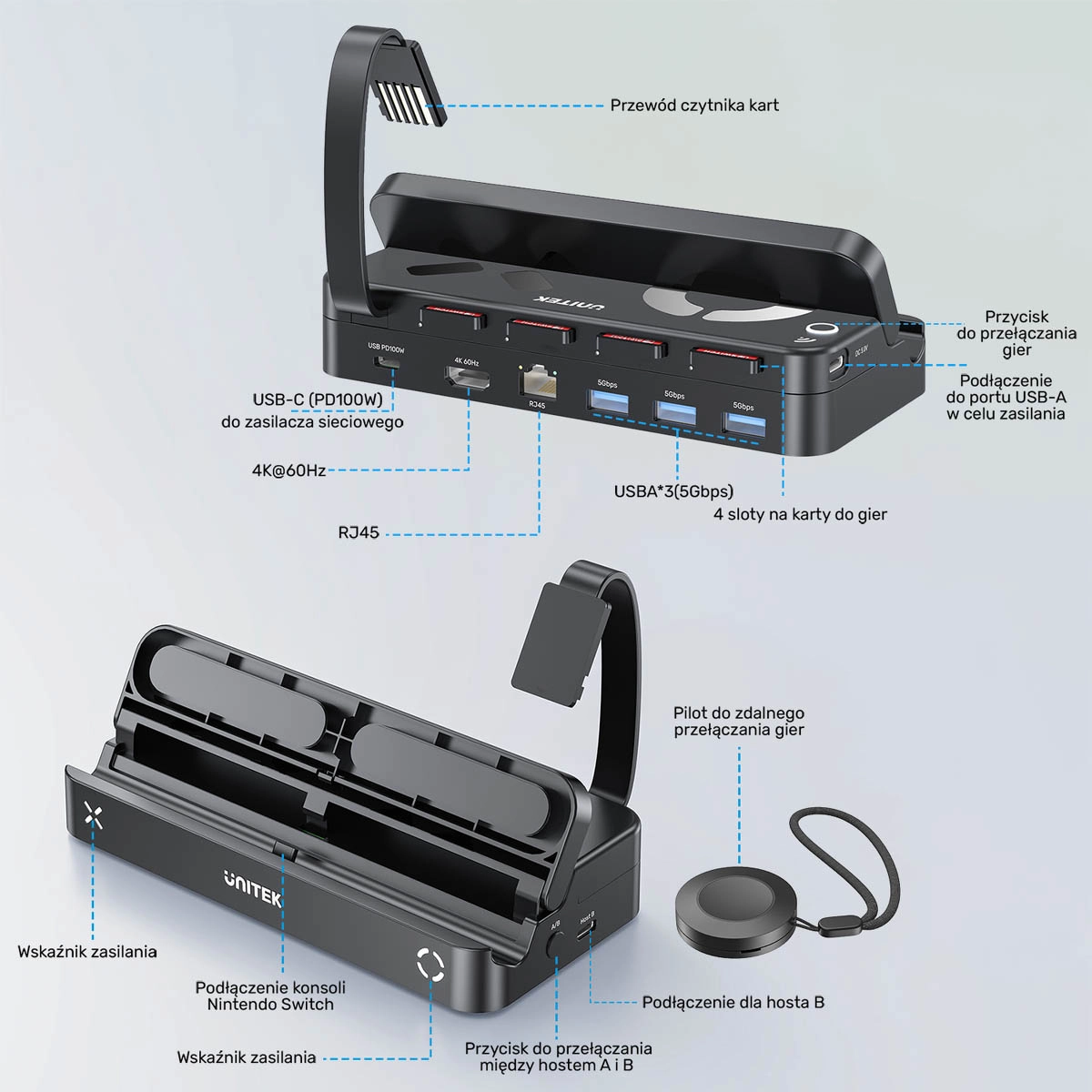 Stacja dokująca Unitek G1002G01 do Nintendo Switch