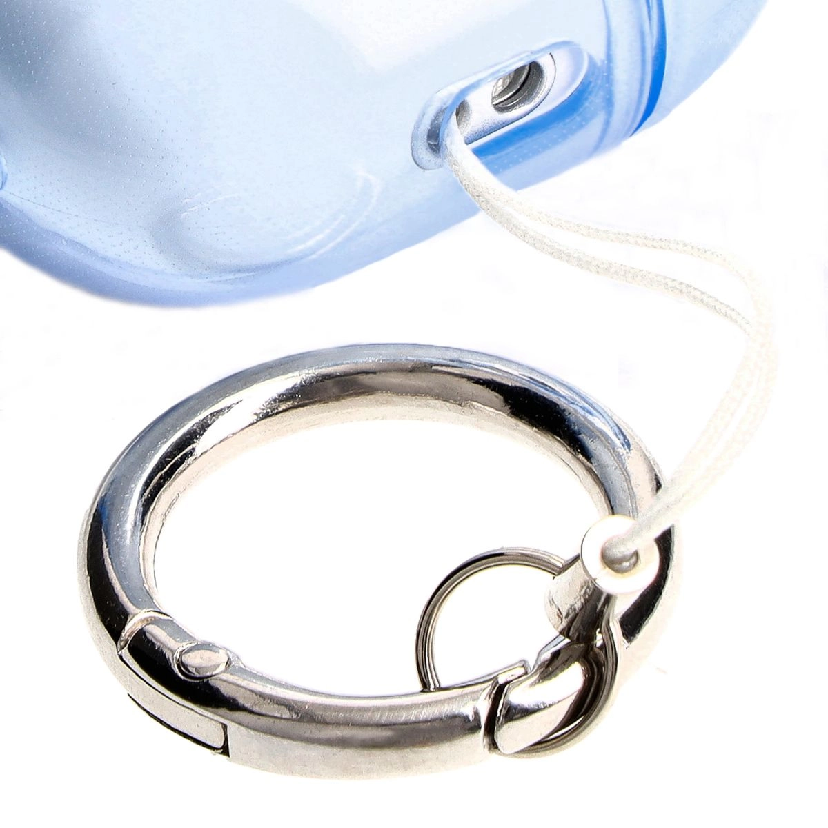 Etui na słuchawki Bizon Elastyczne z karabińczykiem do Airpods Pro 2 Przezroczysto-niebieskie