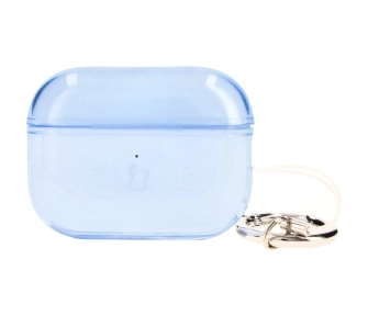 Etui na słuchawki Bizon Elastyczne z karabińczykiem do Airpods Pro 2 Przezroczysto-niebieskie