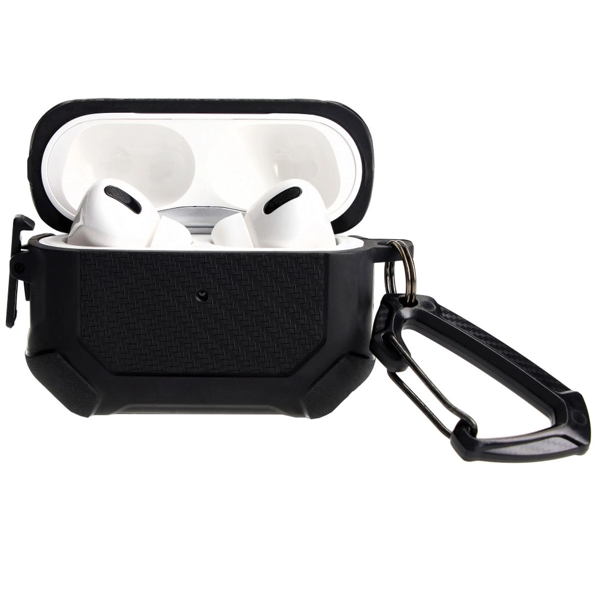 Etui na słuchawki Bizon z karabińczykiem Armor do Airpods Pro 2 Czarny
