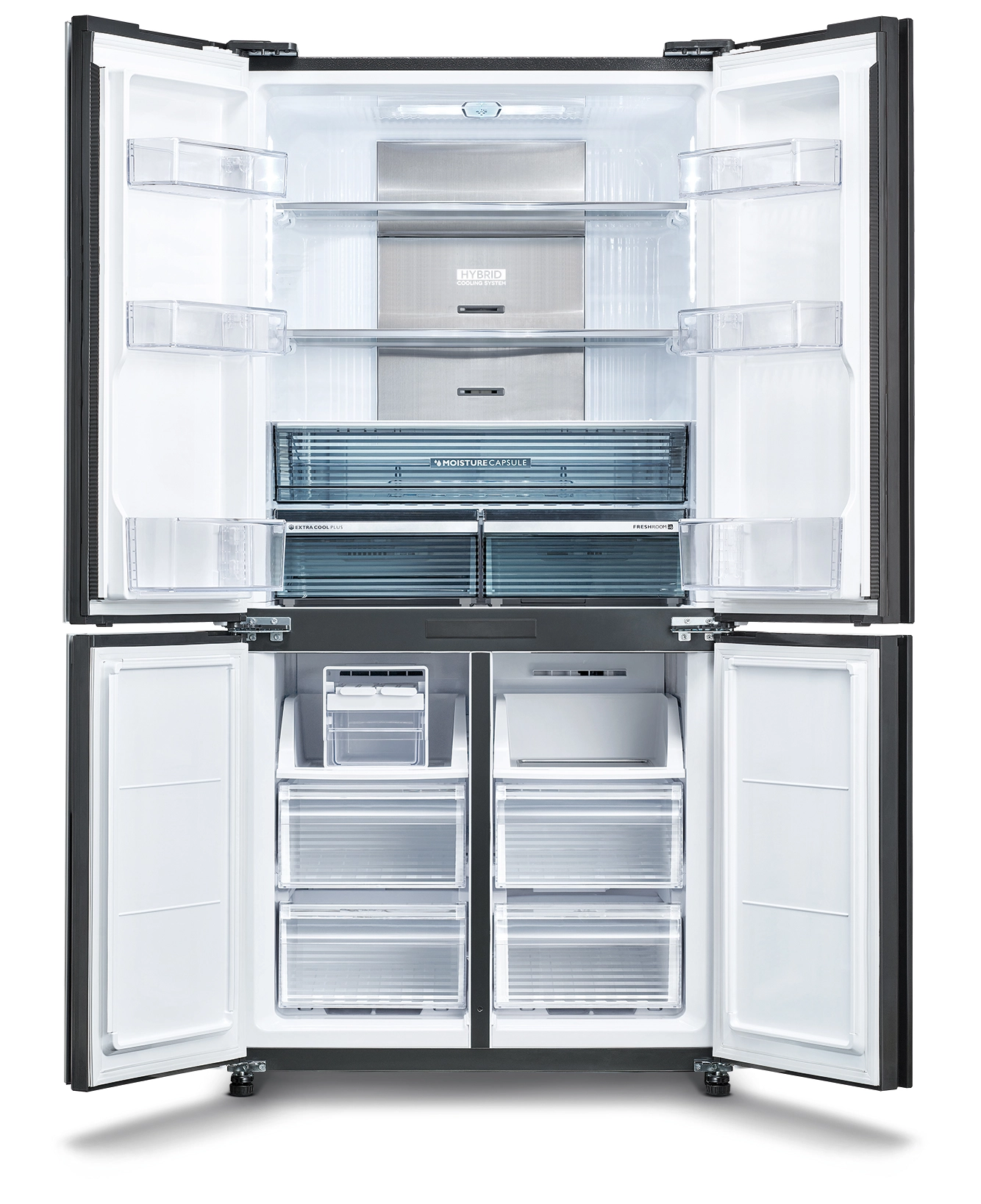 Lodówka Sharp SJ-GP780D-BK Pełny No Frost 183cm Szuflada z kontrolą wilgotności Czarne szkło