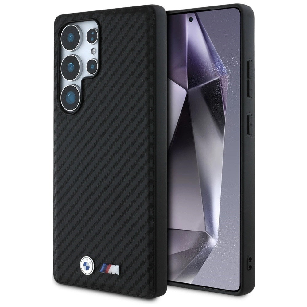 Etui BMW Leather Carbon MagSafe do Galaxy S25 Ultra Czarny