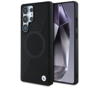 Etui BMW Leather Half Textured MagSafe do Galaxy S25 Ultra Czarny