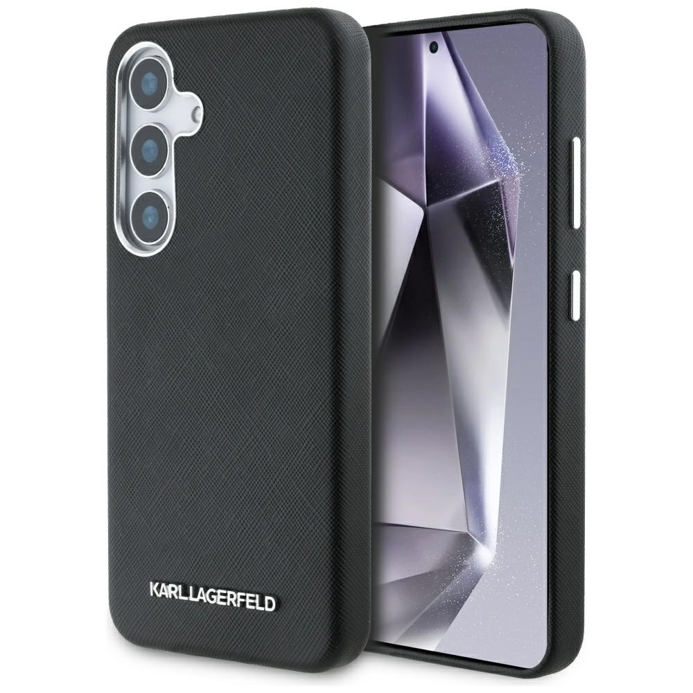 Karl Lagerfeld Saffiano Full Wrapped Elongated Metal Logo MagSafe do Galaxy S25 Czarny
