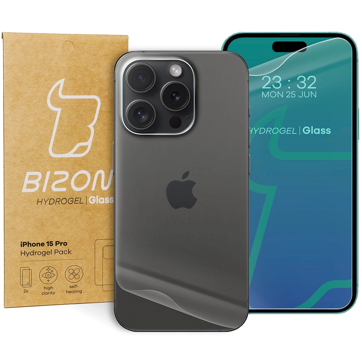 Folia hydrożelowa Bizon na tył i przód Hydrogel Pack do iPhone 15 Pro