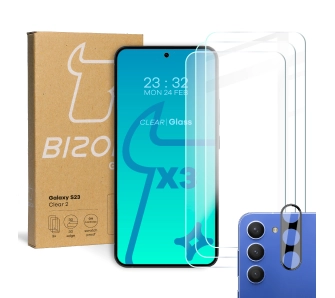 Zestaw ochronny Bizon 3x szkło + szybka na aparat Clear 2 do Galaxy S23