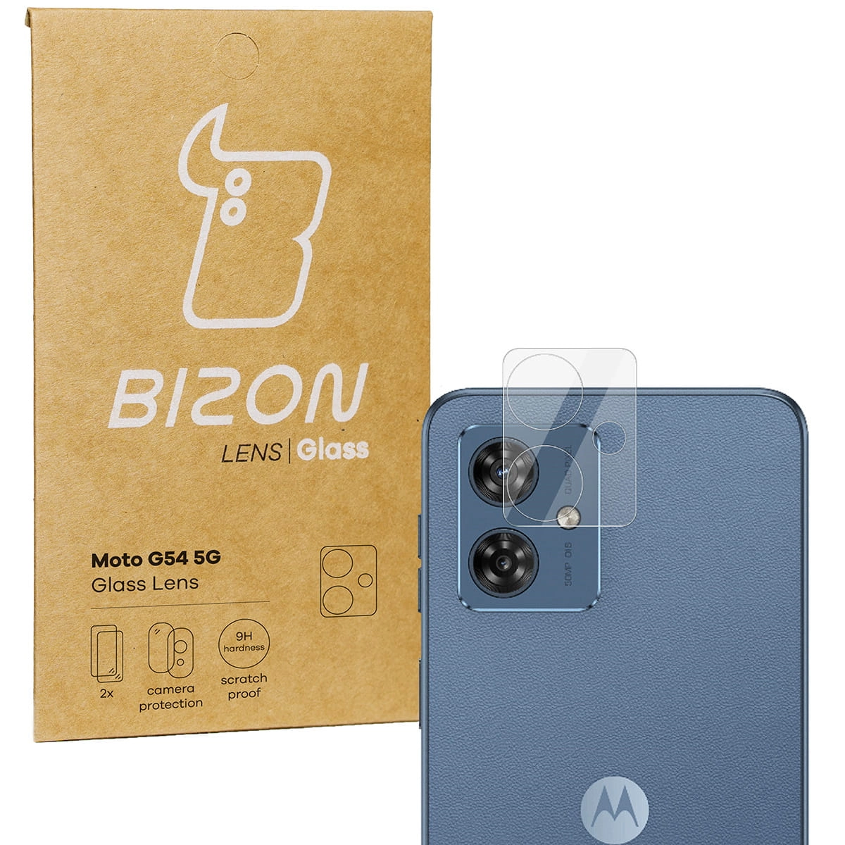 Szkło ochronne Bizon na aparat Lens do Motorola Moto G54 5G 2 sztuki