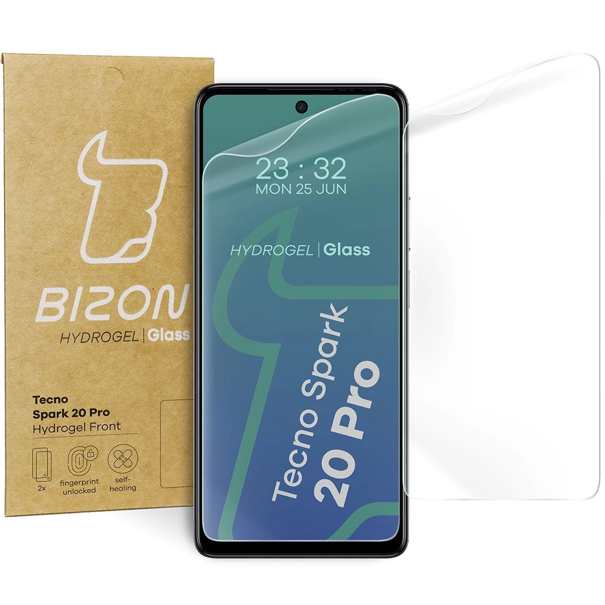 Folia hydrożelowa Bizon na ekran Hydrogel Front do Tecno Spark 20 Pro 2 sztuki