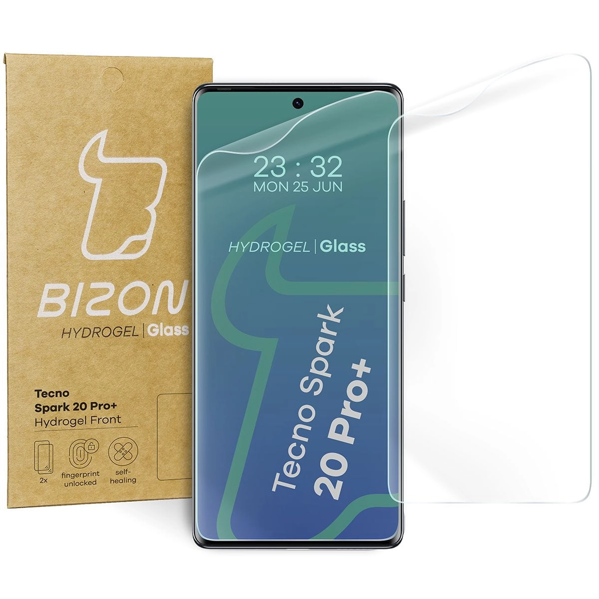 Folia hydrożelowa Bizon na ekran Hydrogel Front do Tecno Spark 20 Pro+ 2 sztuki