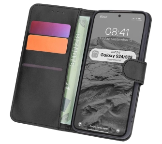 Etui Bizon z klapką Pocket do Galaxy S25/S24 Czarny