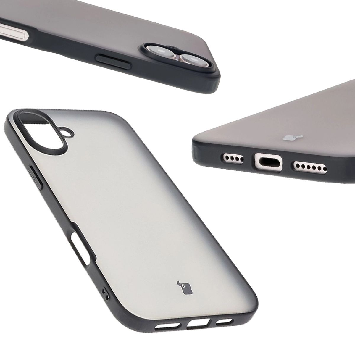 Etui Bizon Angelo do iPhone 16 Plus Przydymione z czarną ramką