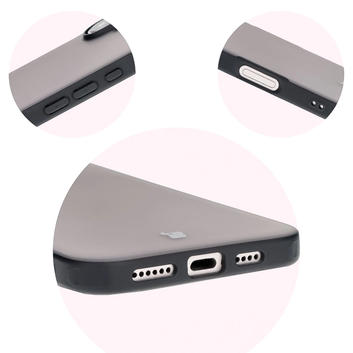 Etui Bizon Angelo do iPhone 16 Plus Przydymione z czarną ramką