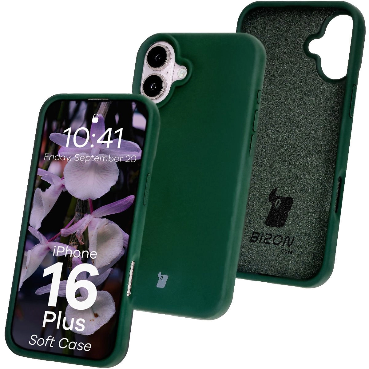 Etui Bizon Silikonowe Soft do iPhone 16 Plus Ciemnozielony