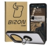 Etui Bizon z uchwytem na palec Hybrid Ring do Xiaomi Redmi 14C 4G / POCO C75 Przydymione z czarną ramką