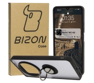 Bizon z uchwytem na palec Hybrid Ring do Xiaomi Redmi 14C 4G / POCO C75 Przydymione z czarną ramką