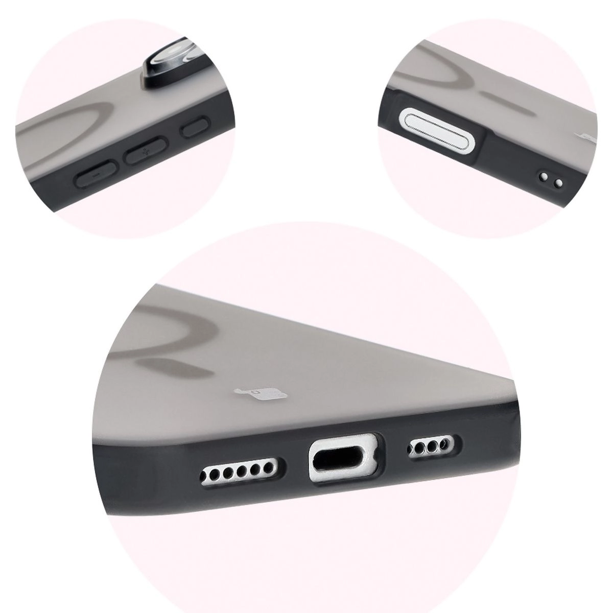 Etui Bizon MatteO z MagSafe do iPhone 16 Pro Półprzezroczyste z czarną ramką