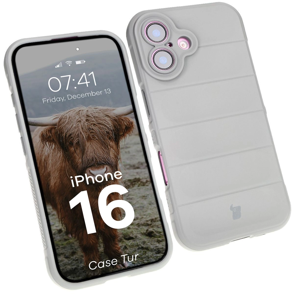 Etui Bizon Tur do iPhone 16 Light Grey