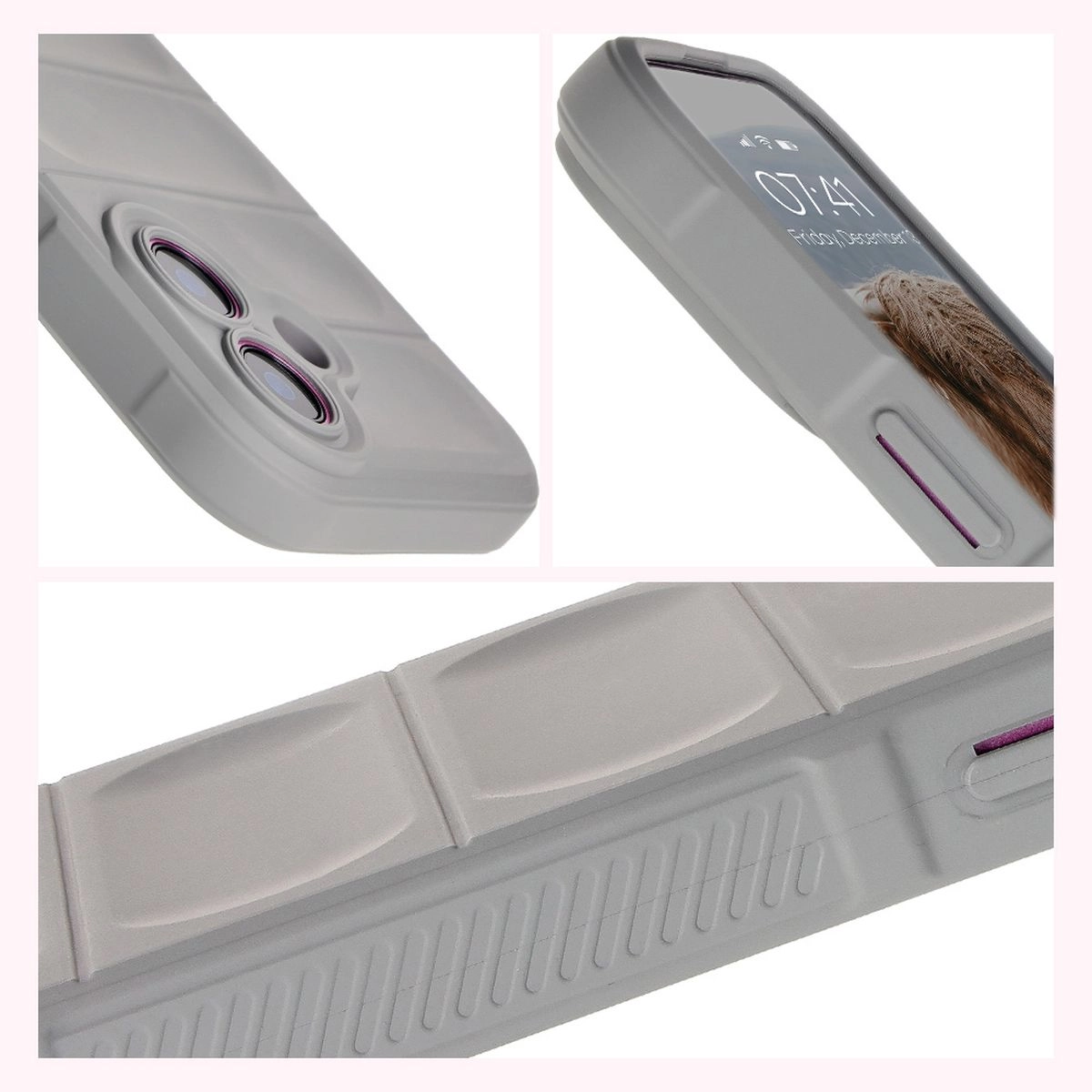 Etui Bizon Tur do iPhone 16 Light Grey