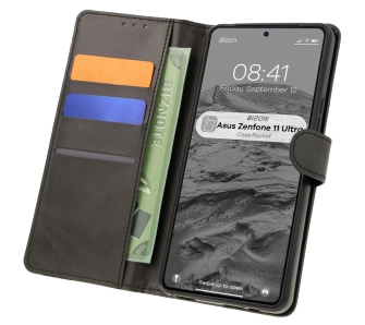 Etui Bizon z klapką Pocket do Asus Zenfone 11 Ultra Czarny